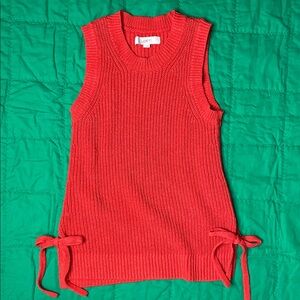 LOFT Vibrant Red Knit Tank with Side Ties